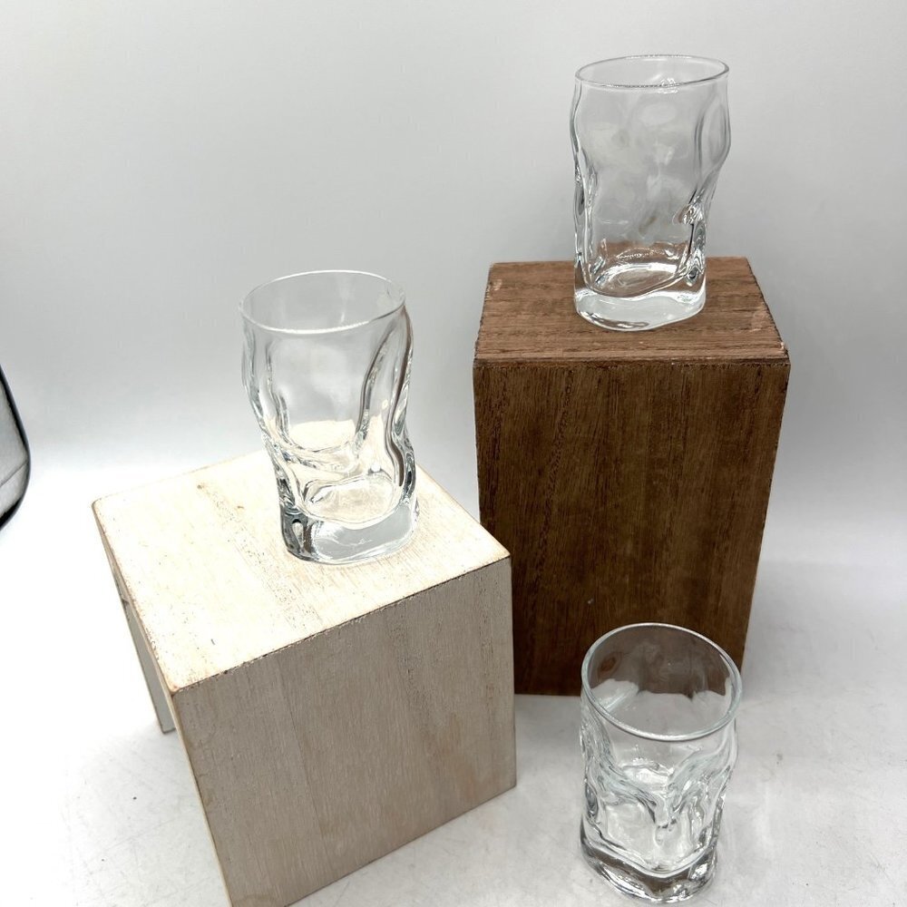 Bormioli Rocco Sorgente Clear Dimple Set 3 Shot Glasses 2.25 oz Italy